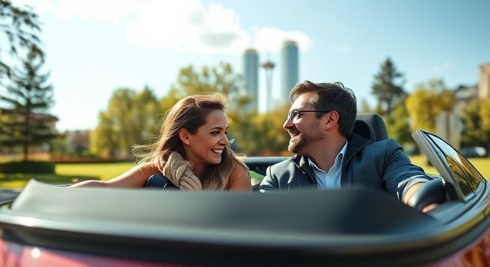 Canadian couple in a car