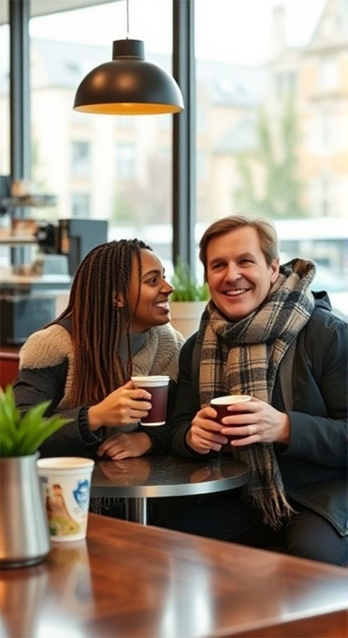 Canadian couple at coffee shop