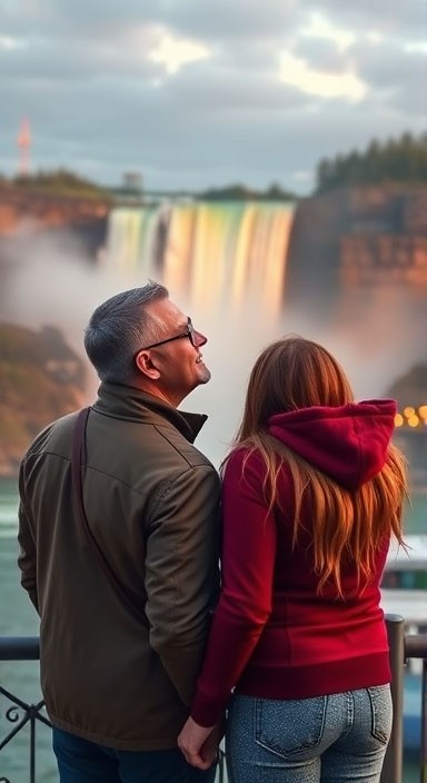 Couple looking at Niagara Falls in Canada